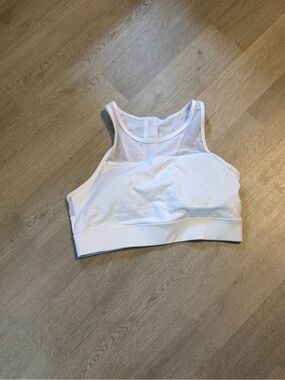 ZYIA White Mesh High-Neck Crop Sports Bra